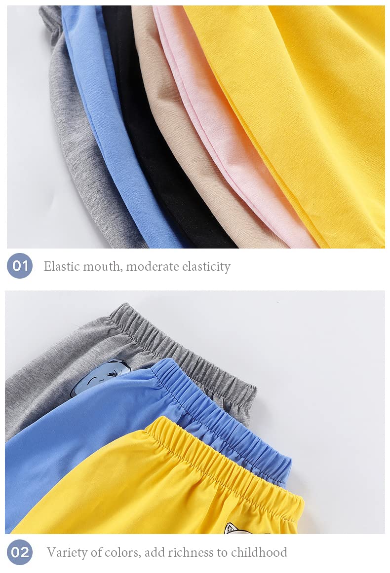DYOU 4er-Pack kleine Baby Mädchen Jungen Baumwoll Haremshosen Shorts Cartoon Bedruckte Shorts-Outfits
