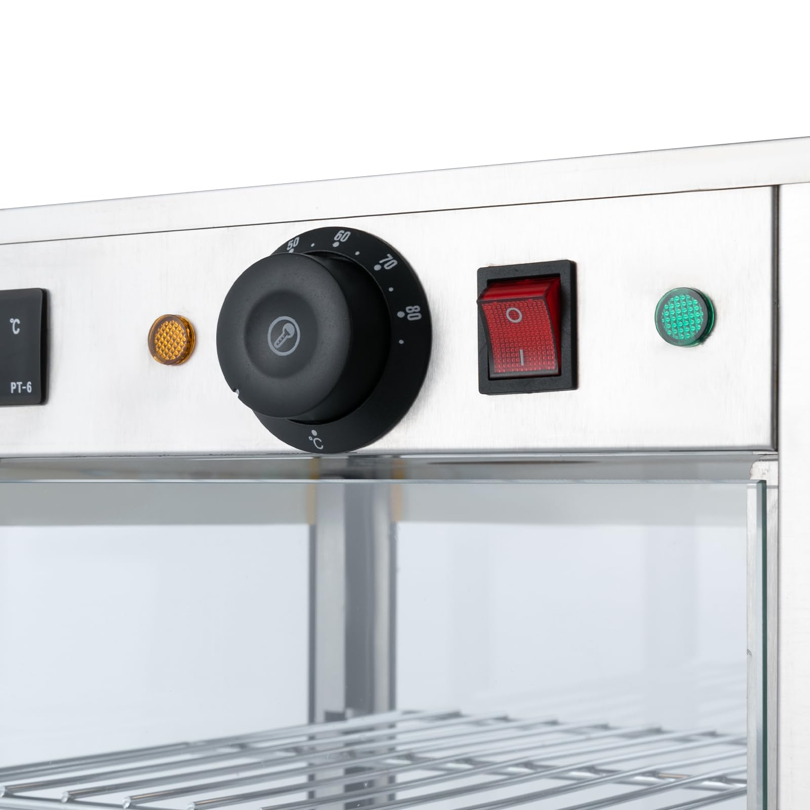Vetrina riscaldante, contenitore termico, 800W elettrico commerciale con illuminazione, 3 livelli di banco caldo, temperatura regolabile, display digitale, in acciaio inossidabile