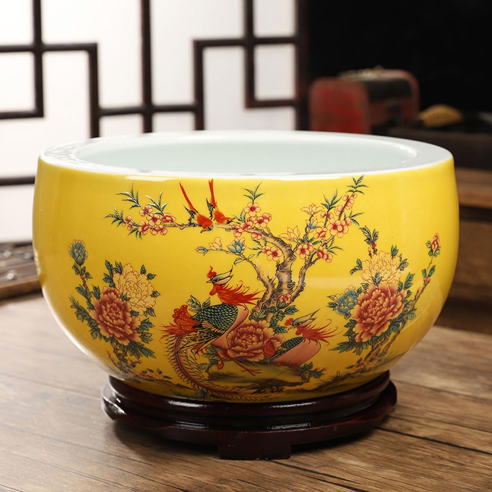 DFGHNBVC Flower Pots Succulent Platter Basin Hydroponic Plants Flowerpot Desktop Bowl Lotus Basin Chinese Pot Ceramic Daffodil Flowerpot Indoor Or Outdoor Decoration,C-28 * 17cm