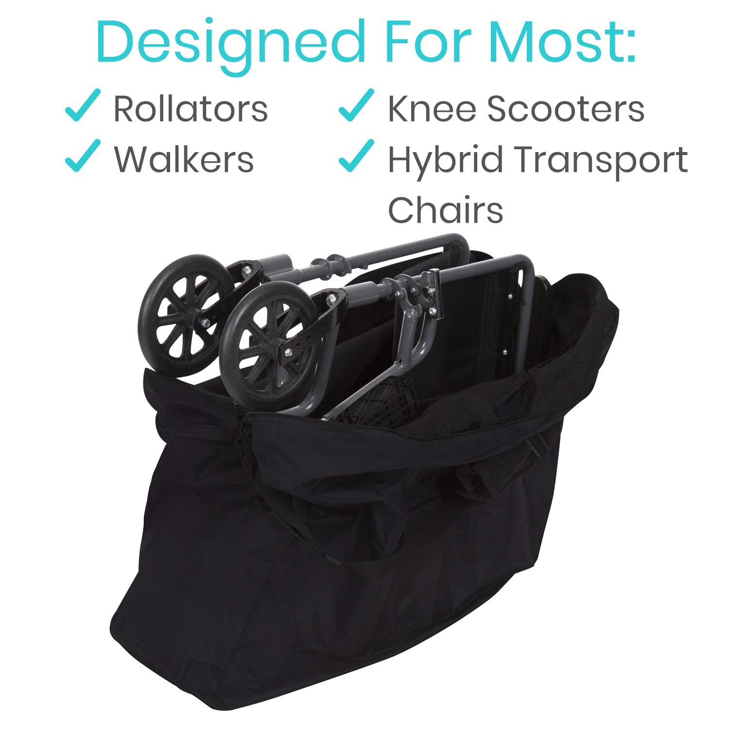Vive Rollator Bag for Travel and Transport Chairs for Folding Walker