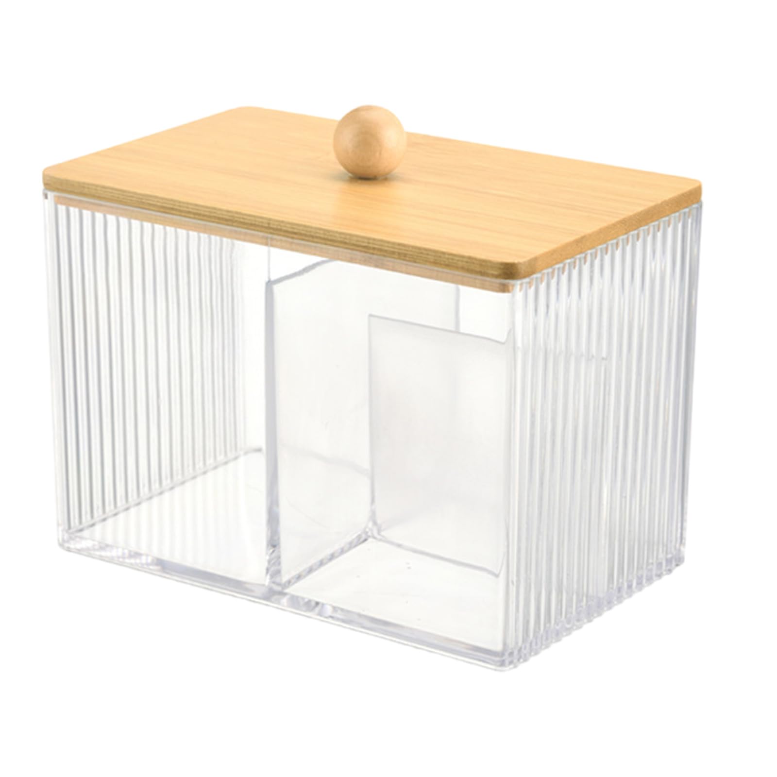 Uqezagpa Women's Clear Multipurpose Bathroom Canister With Wood Lid For Cotton Swabs Dentals Flosses Cotton Pad And Hair Fashion Accessories Moistureproof Organizers