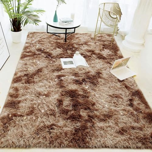 Image of Carpet for Living Room 5X7 FEET Modern Soft Shaggy Carpet Thick, Fluffy & 2 inch Pile Shag Rug for Your Kids Room, Bedroom & Livingroom (Beige A)