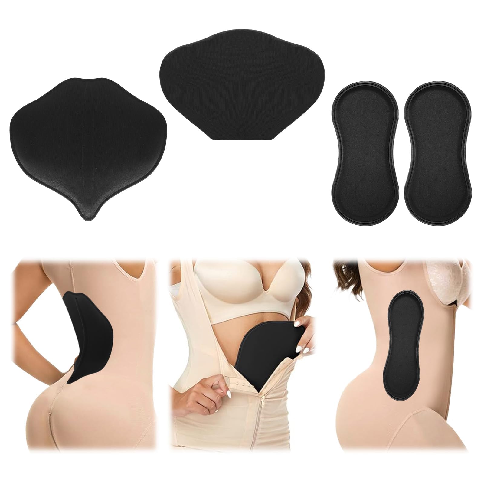 Lyreh Juego de 4 tablas de compresión lateral abdominal, material de esponja, protectores laterales de espuma lipo con tabla de compresión plana abdominal y panel trasero lumbar para recuperación