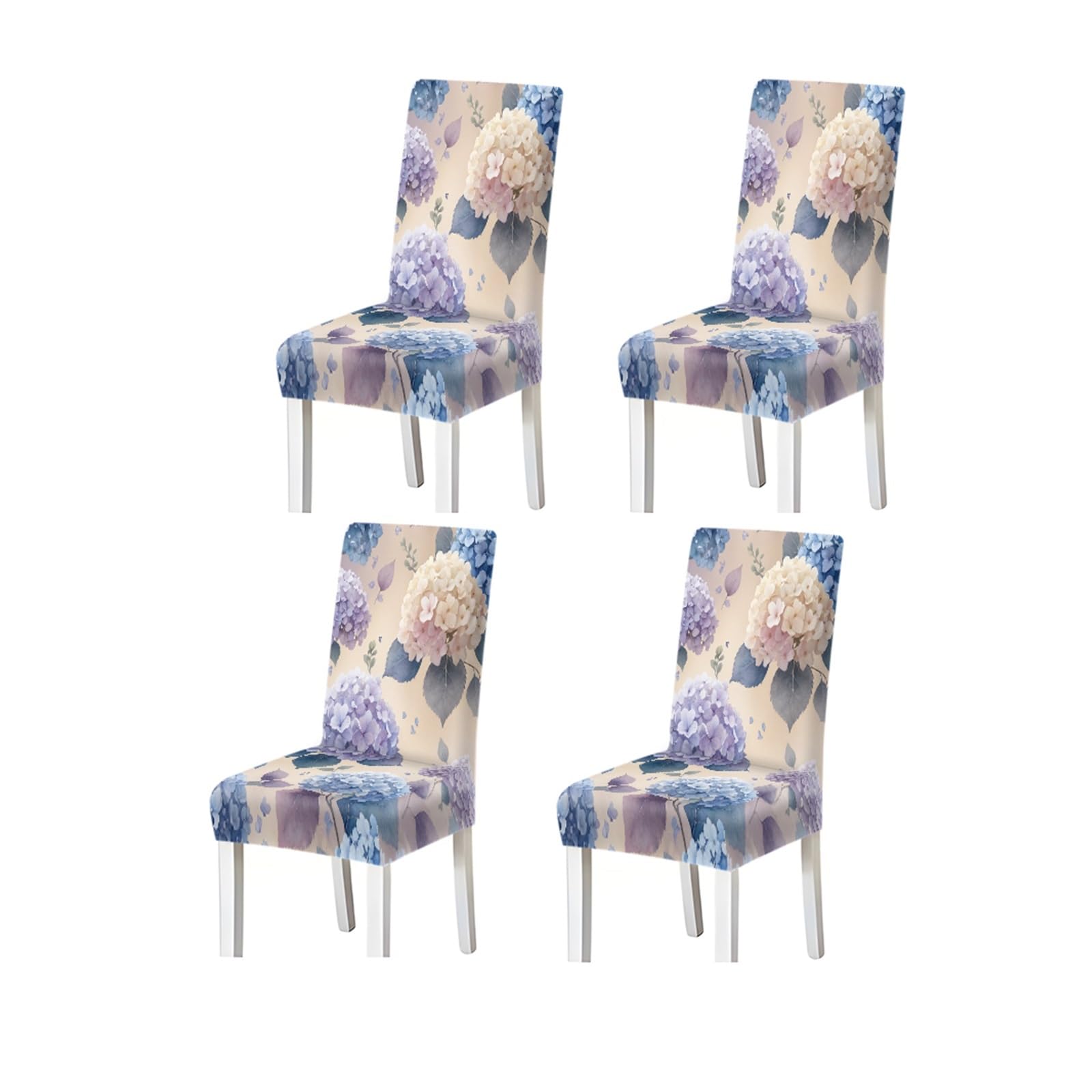 KXUAUV Watercolor Hydrangea Floral Print Stretch Dining Chair Covers, For Home Kitchen Dining Room Party, 2/4/6 PCS Seat Protectors for Restaurant Hotel Party(4PCSChair cover)