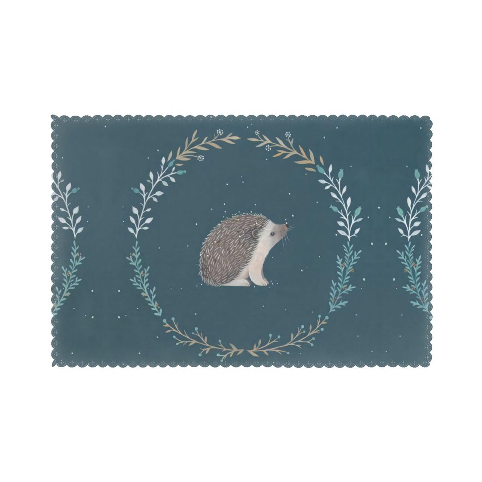 Cute Little Hedgehog Printed table mat set (6 pieces) - Aesthetic upgrade for family gatherings and hotel banquets