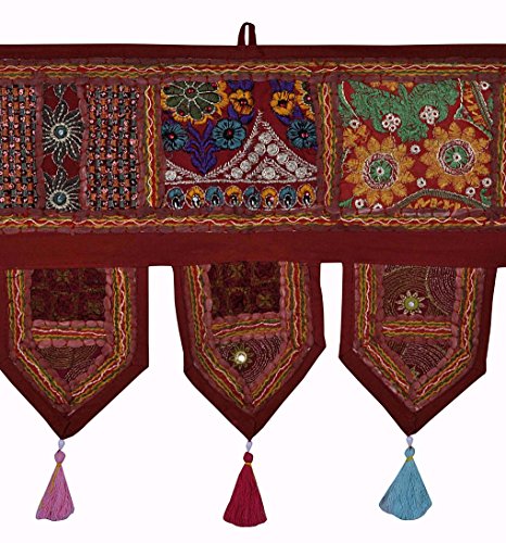 Toran indien brodé main : tenture patchwork en coton artisanal de qualité - 3