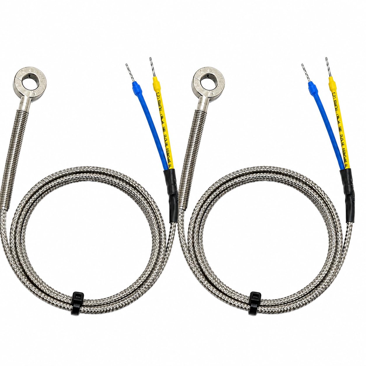 J Type Washer Ring Thermocouple 0–400°C | Ring OD 12mm ID 6mm | Fiberglass & Steel Protected Cable | Yellow (+) Blue (–) Polarity | 500mm Wire for Heater, Furnace, HVAC, PLC & Automation | Set of 2 | Temperature Sensing-image-42