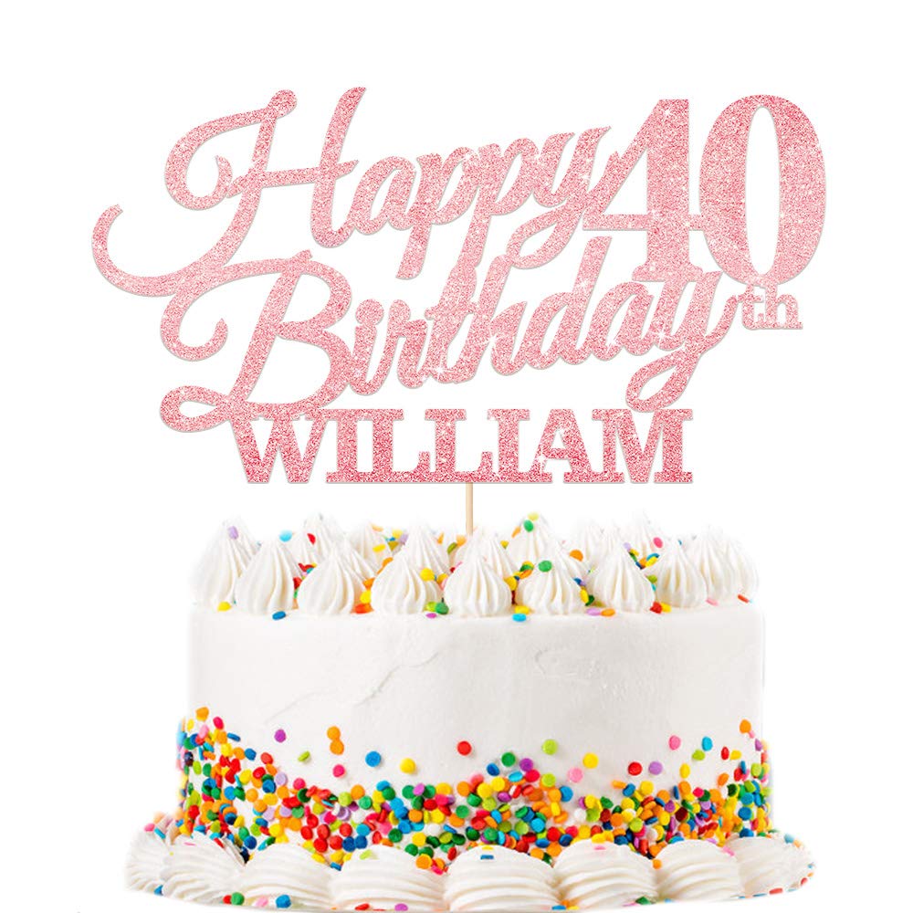 EDSG Personalised Happy Birthday Cake Topper - Custom with Any Name Any Age 16th, 18th, 21st, 30th, 50th, 60th, 80thοΌ 90th Cake Decoration - Multicolours Double Sided Glitter Paper Hand Finished in UK