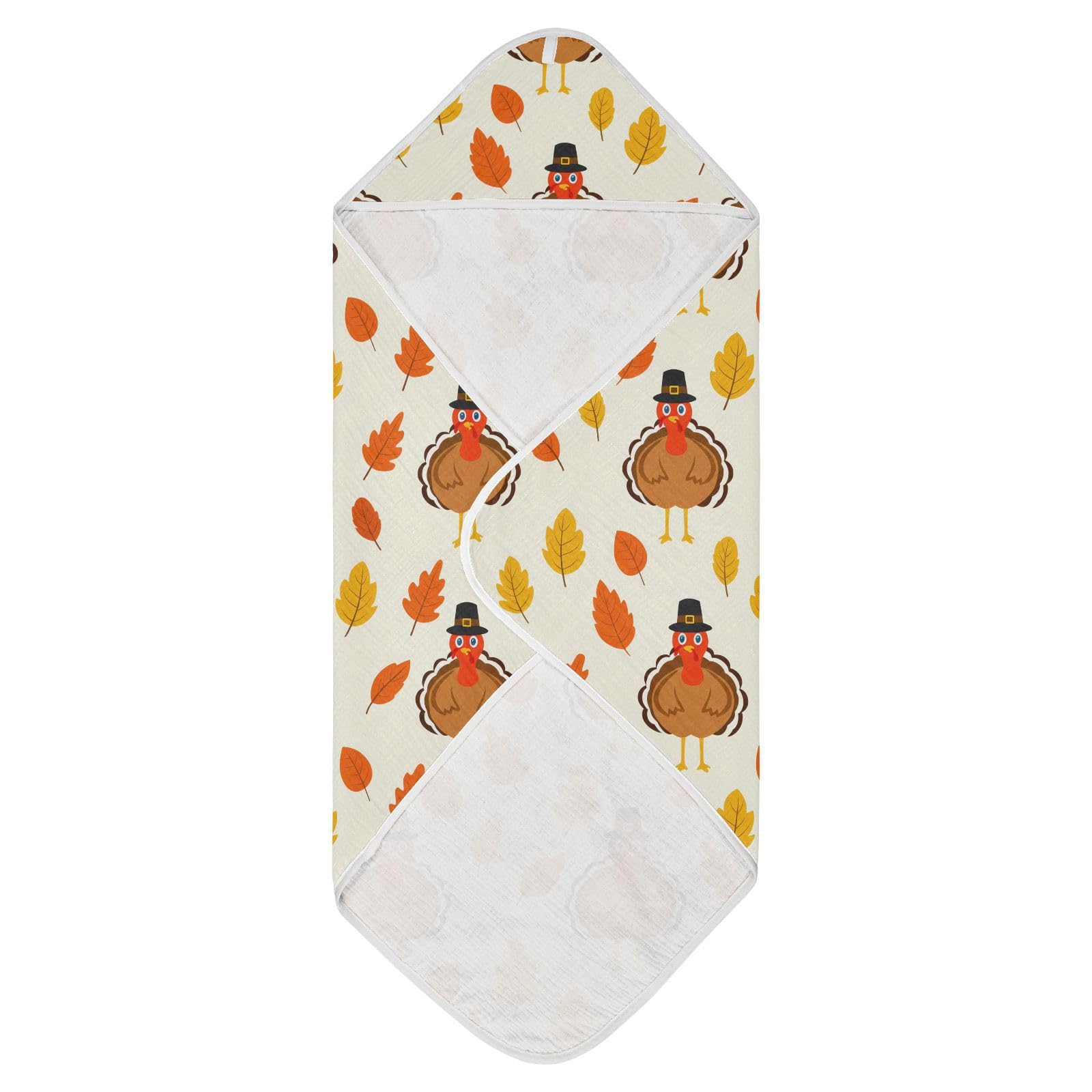 Msyxl Turkey Cartoon Fall Hooded Towel - Ultra Soft & Absorbent Muslin Cotton Bath Towel for Babies, Toddlers, Newborn - Boys & Girls Essential 30