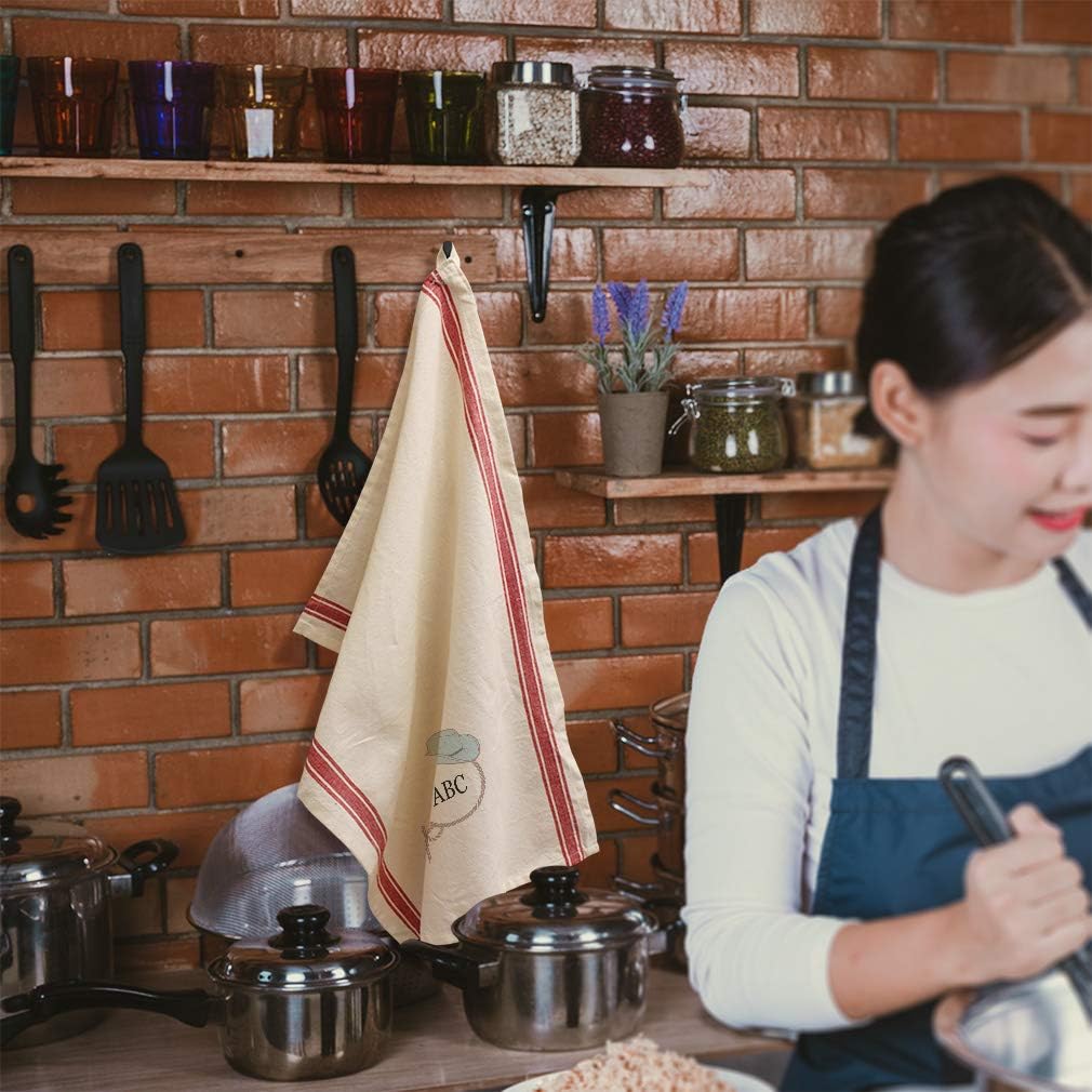 Style In Print Custom Decor Kitchen Towels Personalized Monogram Cowboy Western Hat Men Cleaning Supplies Dish Towels Multi Stripe