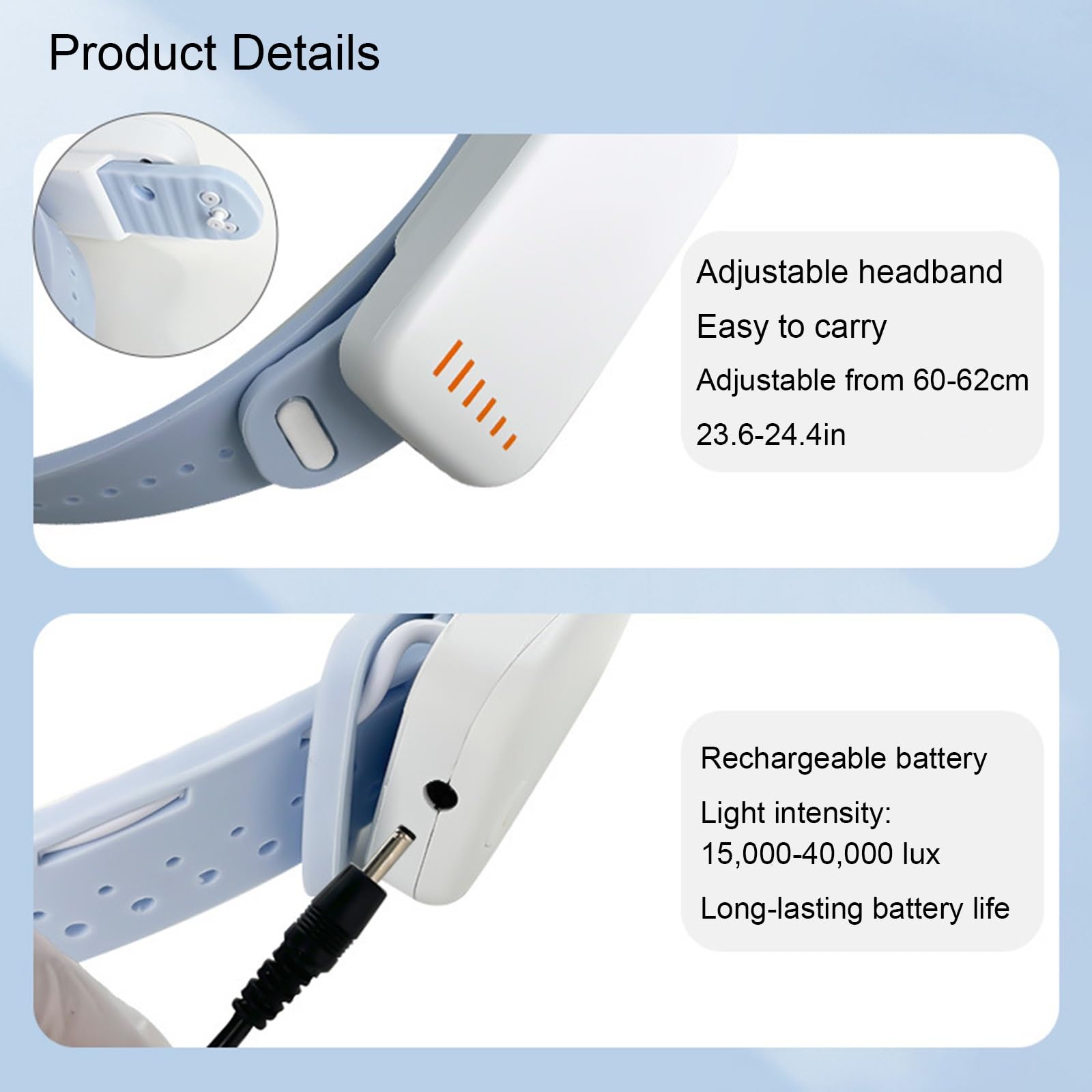 Lampada Frontale Medica Ricaricabile, Lampada Frontale A LED Da 5 W con Filtro, Angolo E Luminosità Regolabili, for Varie Ispezioni(Blue)