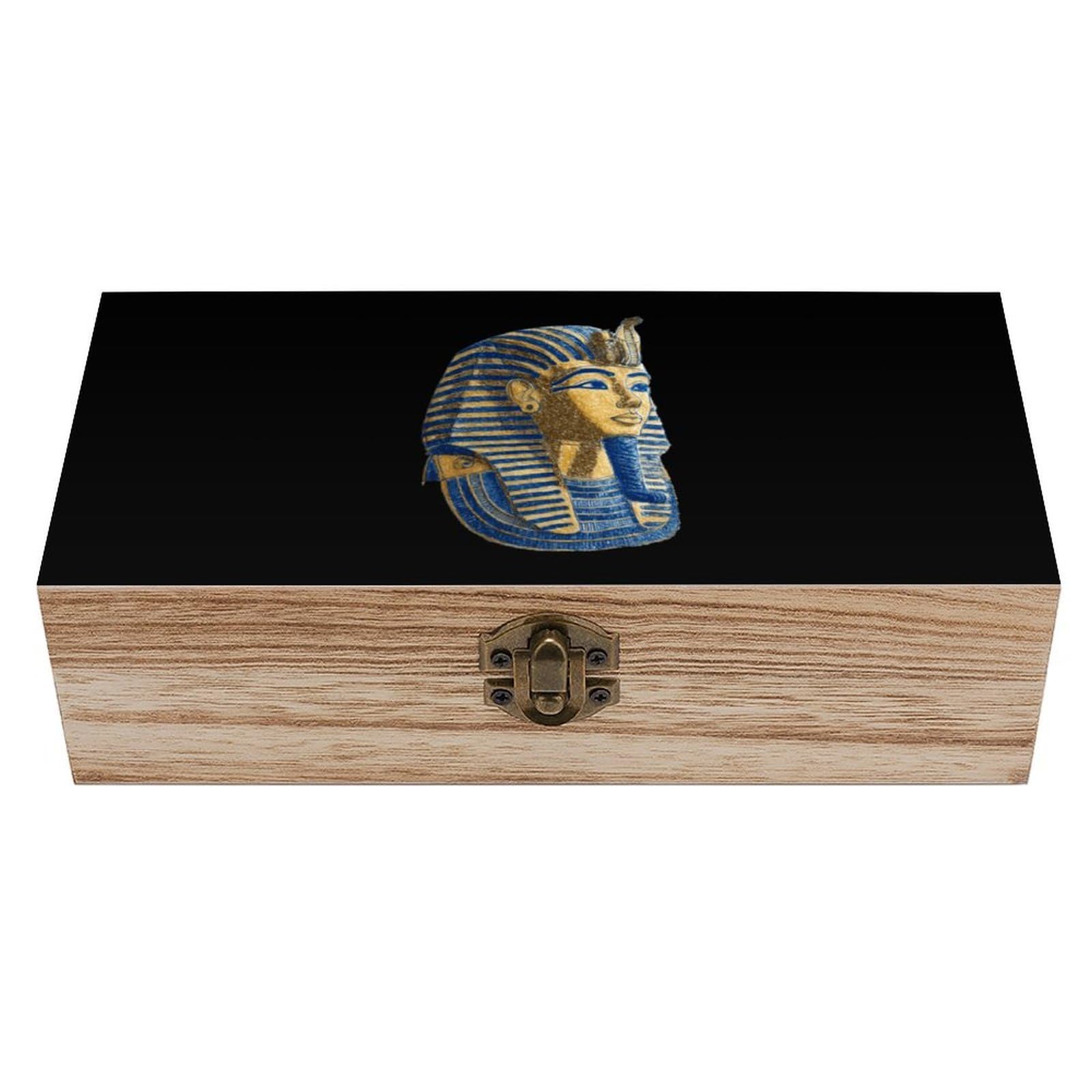 HLBSDM Ancient Egyptian Mask Wooden Storage Box Craft Memory Keepsake Treasure Chest Box Jewelry Organizer