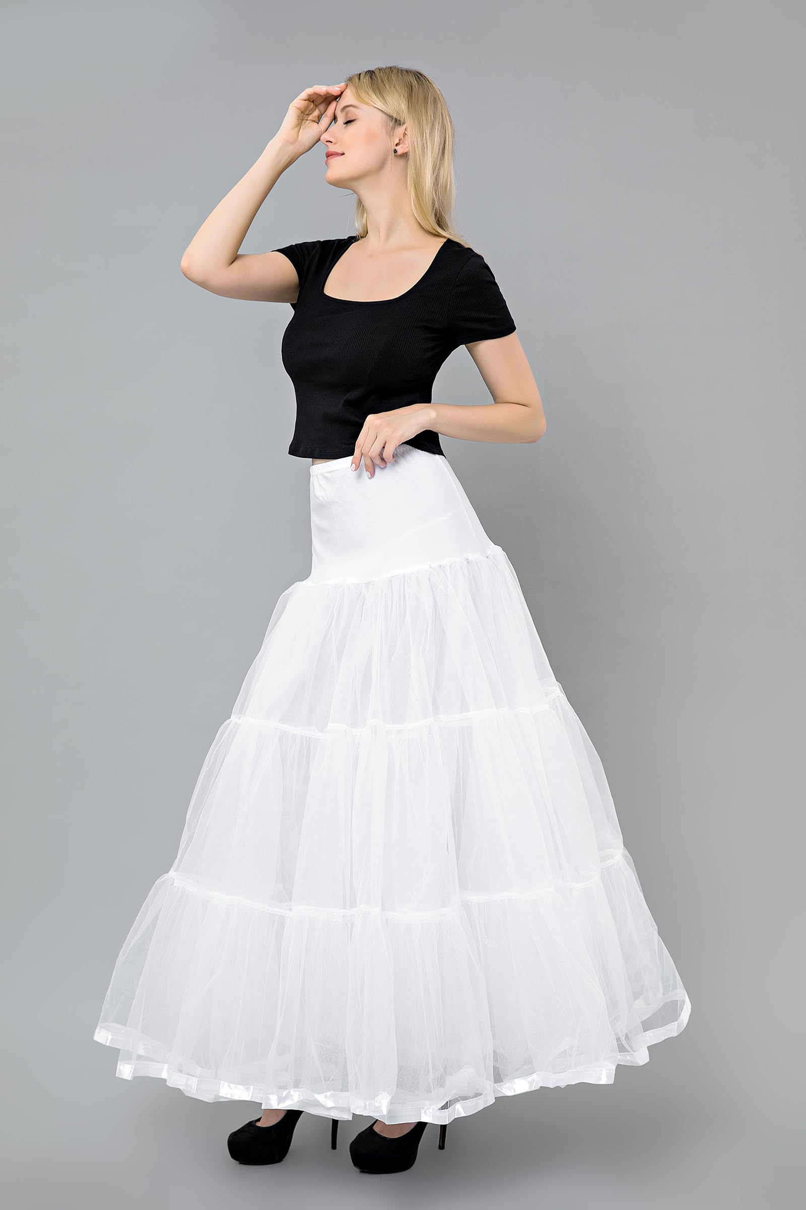 Verve Jelly Enaguas largas hasta el tobillo para mujer, enaguas largas para boda, falda de crinolina para vestido de novia de noche de graduación