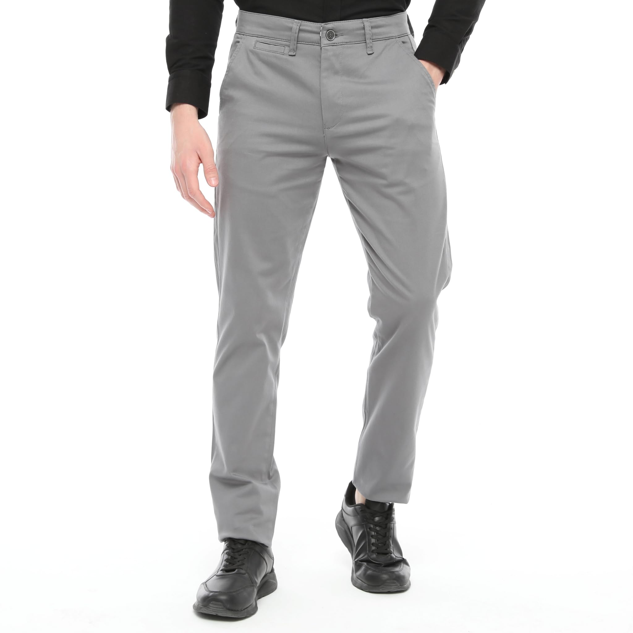 Xact Men's Mid Grey Classic Soft Twill Stretch Chino Trouser (Mid Grey) 36 In 32L