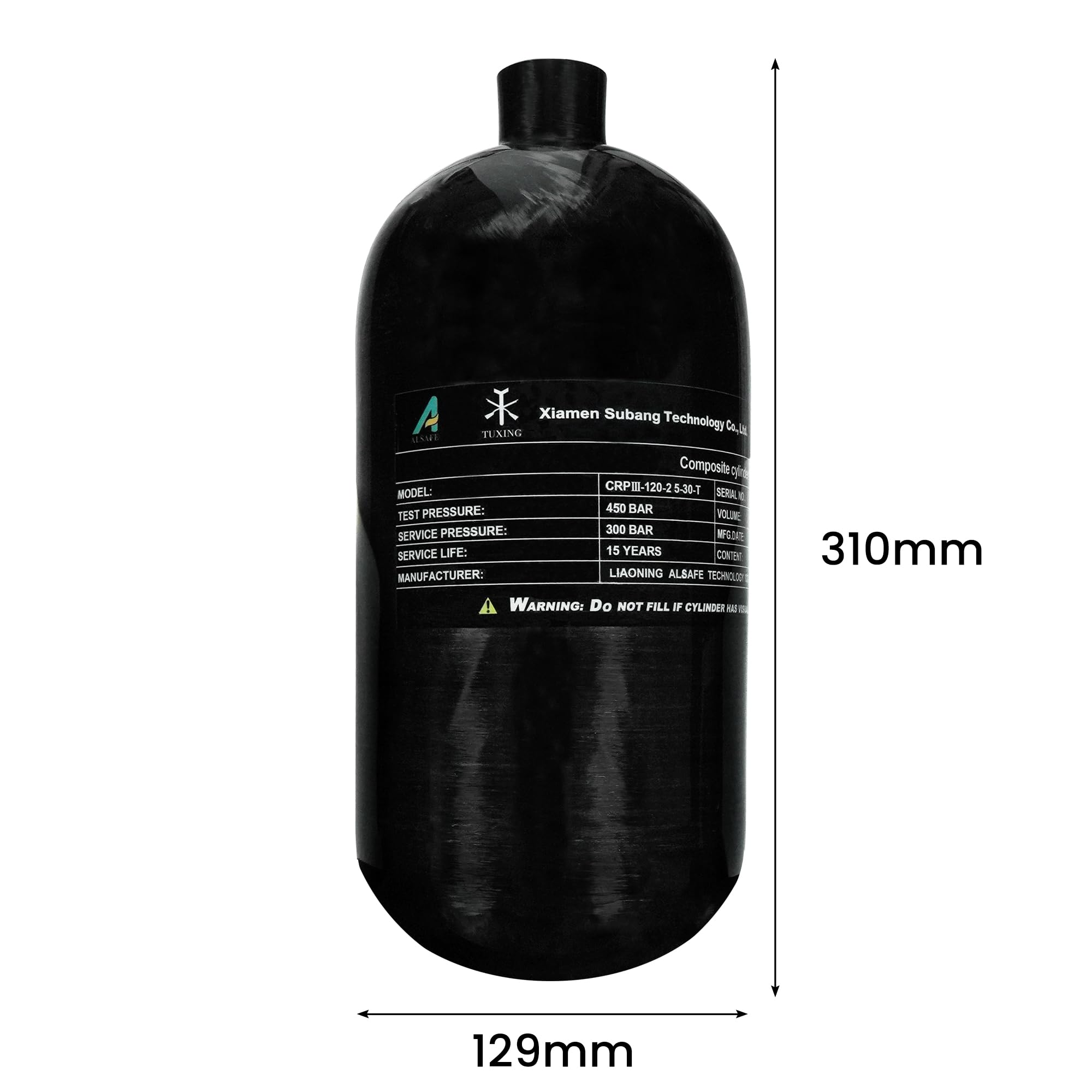 TUXING 2,5 l Kohlefaser Paintball HPA Lufttank, 4500 psi PCP Air System