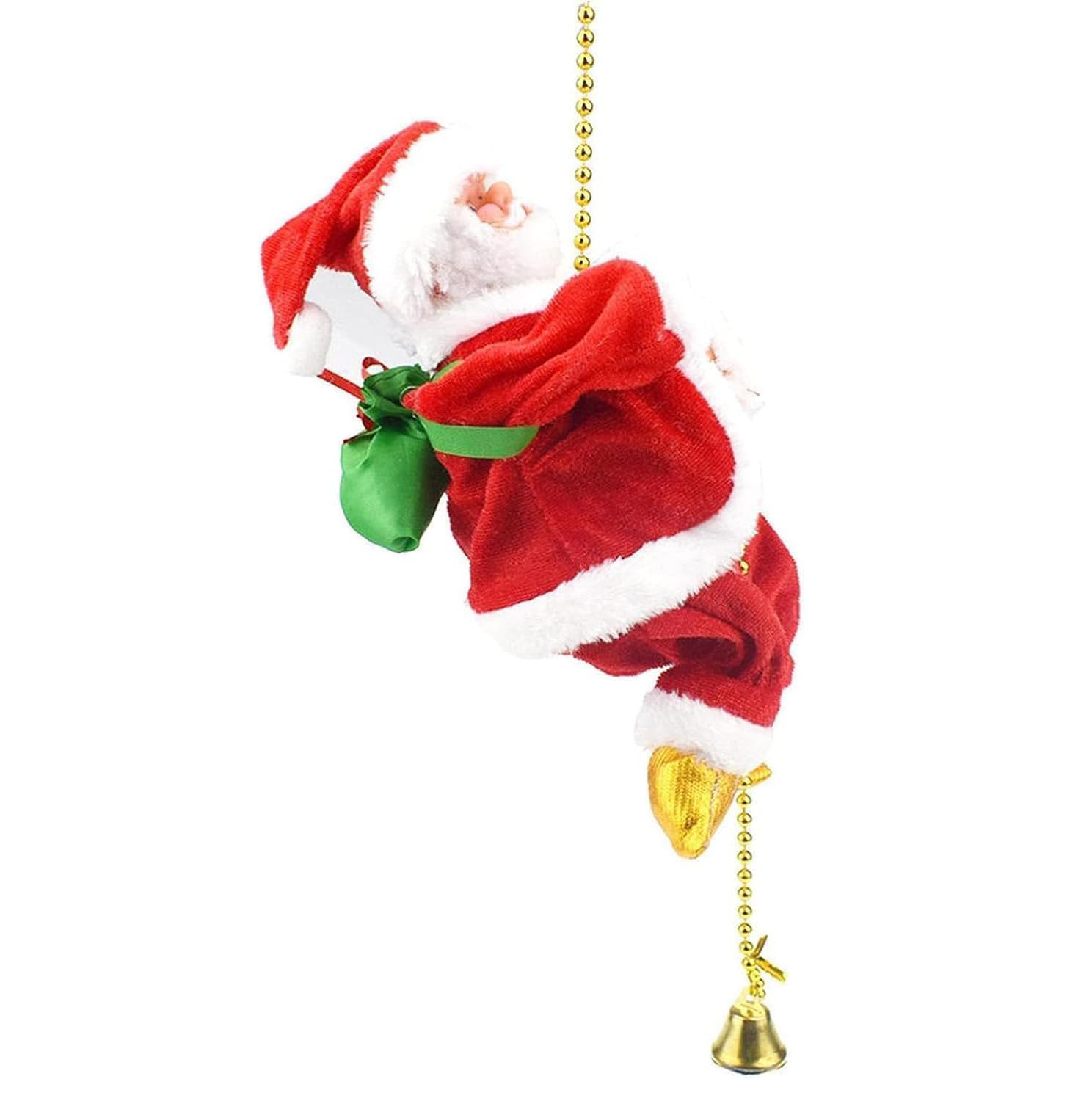 Electric Climbing Santa Claus Toy, Musical Climbing Santa on Ladder, Rope Santas Doll Xmas Tree Hanging Decoration Ornament, Climbs Up and Down with Music (C, 1PCS)