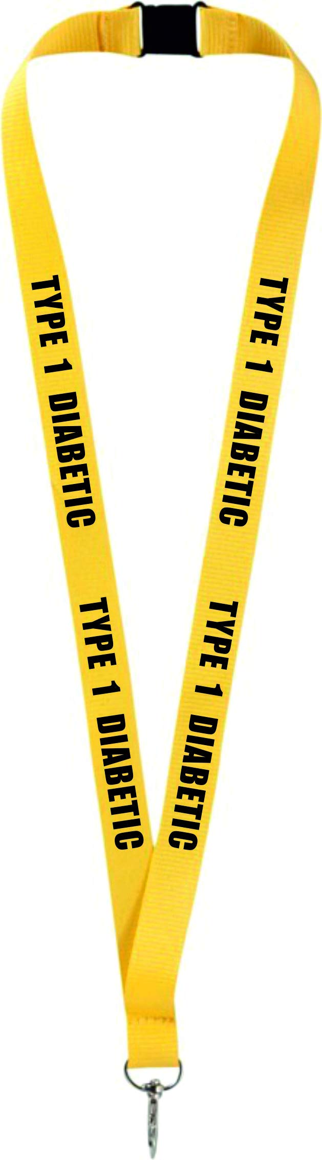 Printedproducts Yellow Type 1 Diabetes Lanyard X 1 For Holding A Name Badge, Id Card Or Keys.