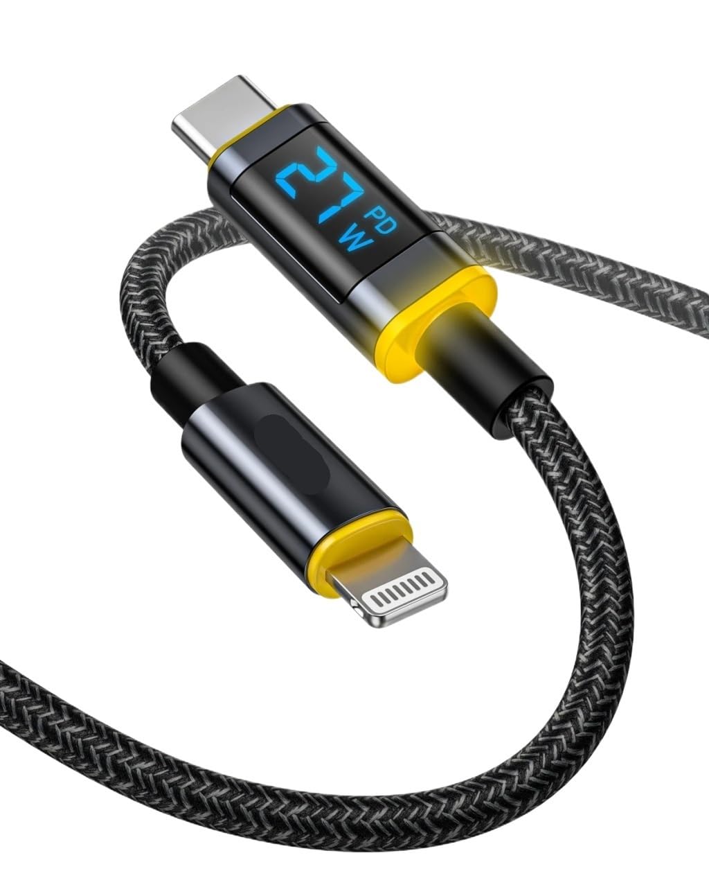 Cavo USB C per ricarica rapida*/ing a 5A L*/ED Display digitale ad alta velocità+cavo dati USB cha/rger in nylon (grigio)