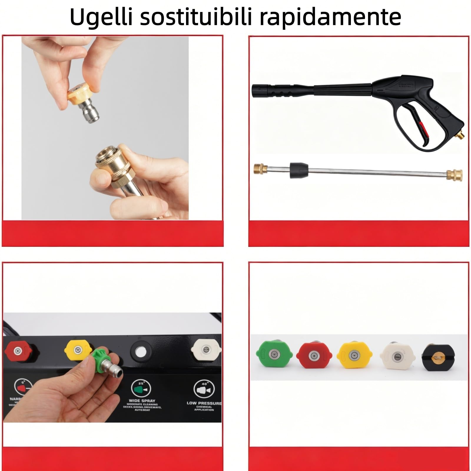 Idropulitrice a Scoppio 4 Tempi 7,5 CV Portatile 190 Bar Idropulitrice Professionale Portata 540 L/h con 5 ugelli Pompa Autoadescante con 10M Tubo Pistola Idropulitrice ad Alta Pressione
