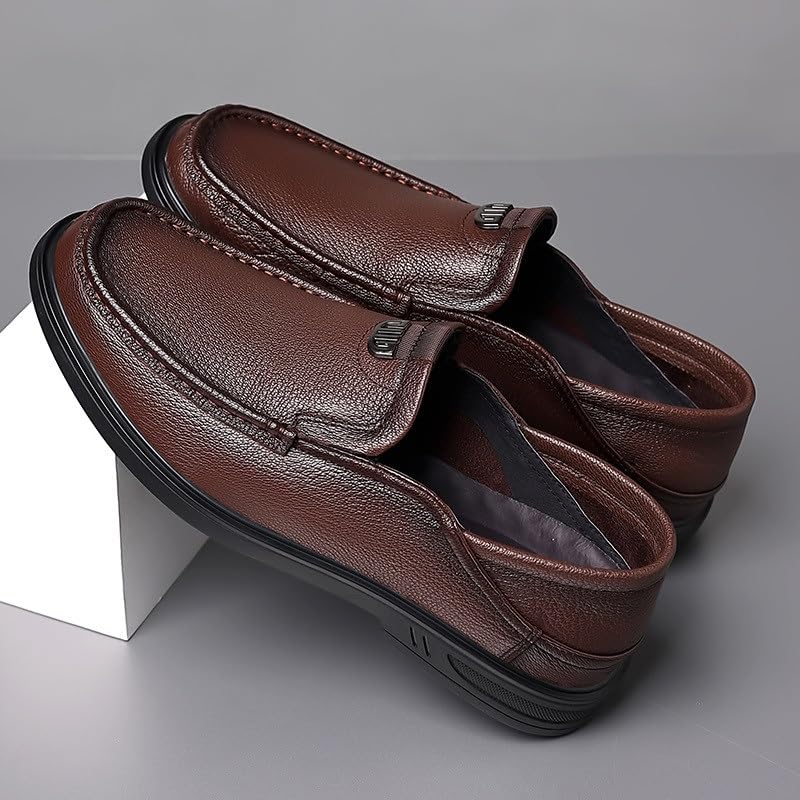 Men's Slip On Shoes Shoes Casual Leather Shoes Soft Sole Loafers Men Versatile Round Shoes Wear-Resistant2