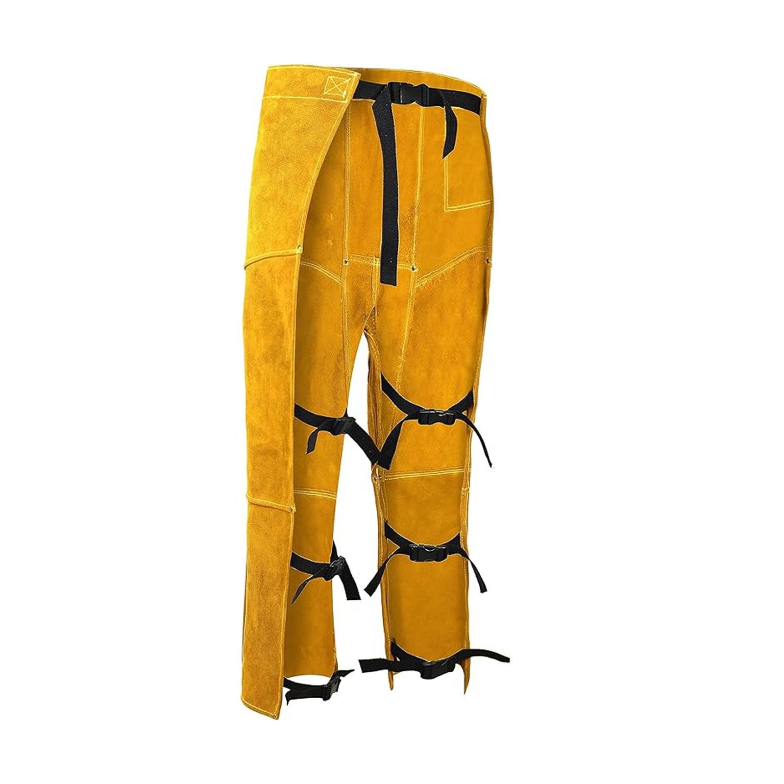 Delantal de soldadura de cuero dividido resistente con hebillas de liberación rápida, a prueba de calor, diseños desmontables, pantalones para proteger el equipo de protección de soldadores