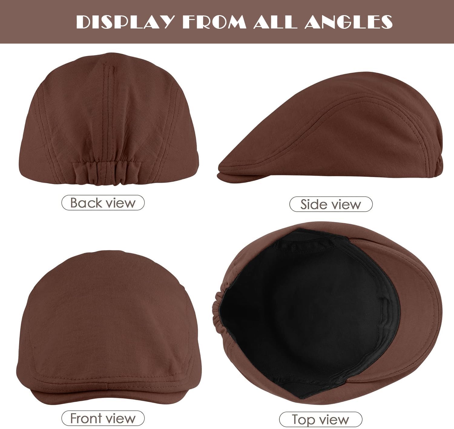 4 Pack Men's Newsboy Hat Ivy Cabbie Hunting Driving Flat Cap - Image 4