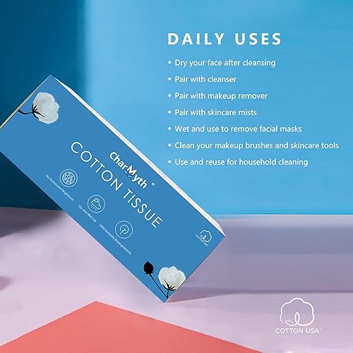 Miniatura 6 de Charmyth Toalla facial desechable extragruesa, toallitas desechables para quitar maquillaje, 100% algodón de Estados Unidos y 100% orgánico y libre