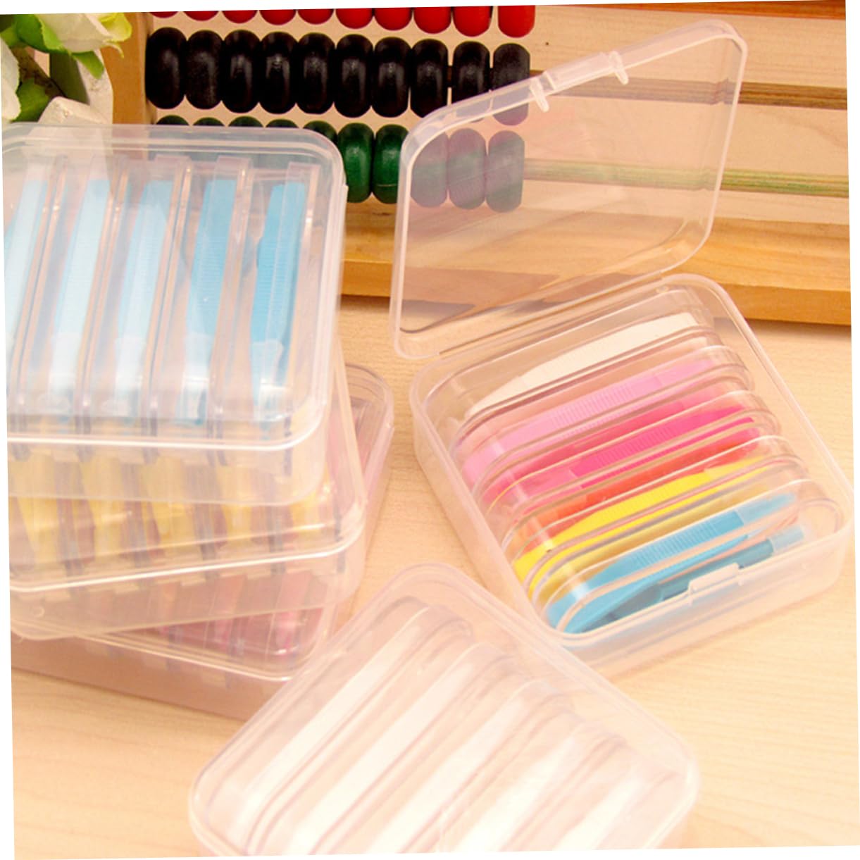 Beavorty 6 Scatole accessori per lenti bastoncino per lenti a contatto bastoncino leva lenti diffusore pinzette portatile sacche bag pinzetta per lenti inseritore di lenti rinfrescante clip