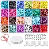 HIQE-FL 14400 Stück 3mm Mini Glasperlen,DIY Armbänder Selber Machen,Jewellery-Making,DIY Perlen Set,Schmuckbasteln Fadeless Farbe,Geburtstagsgeschenk (B)