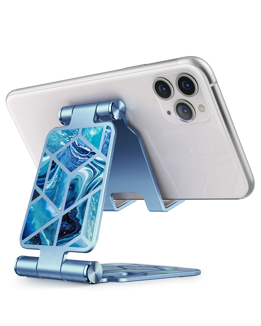 i-Blason Cell Phone Stand, Foldable Adjustable Phone Mount Holder, Compatible with iPhone 12 Mini 12 Pro Max 12 Pro 11 Xs X Xr 8 7 6s Plus, Android Smartphones, All Smart Phone (Ocean)