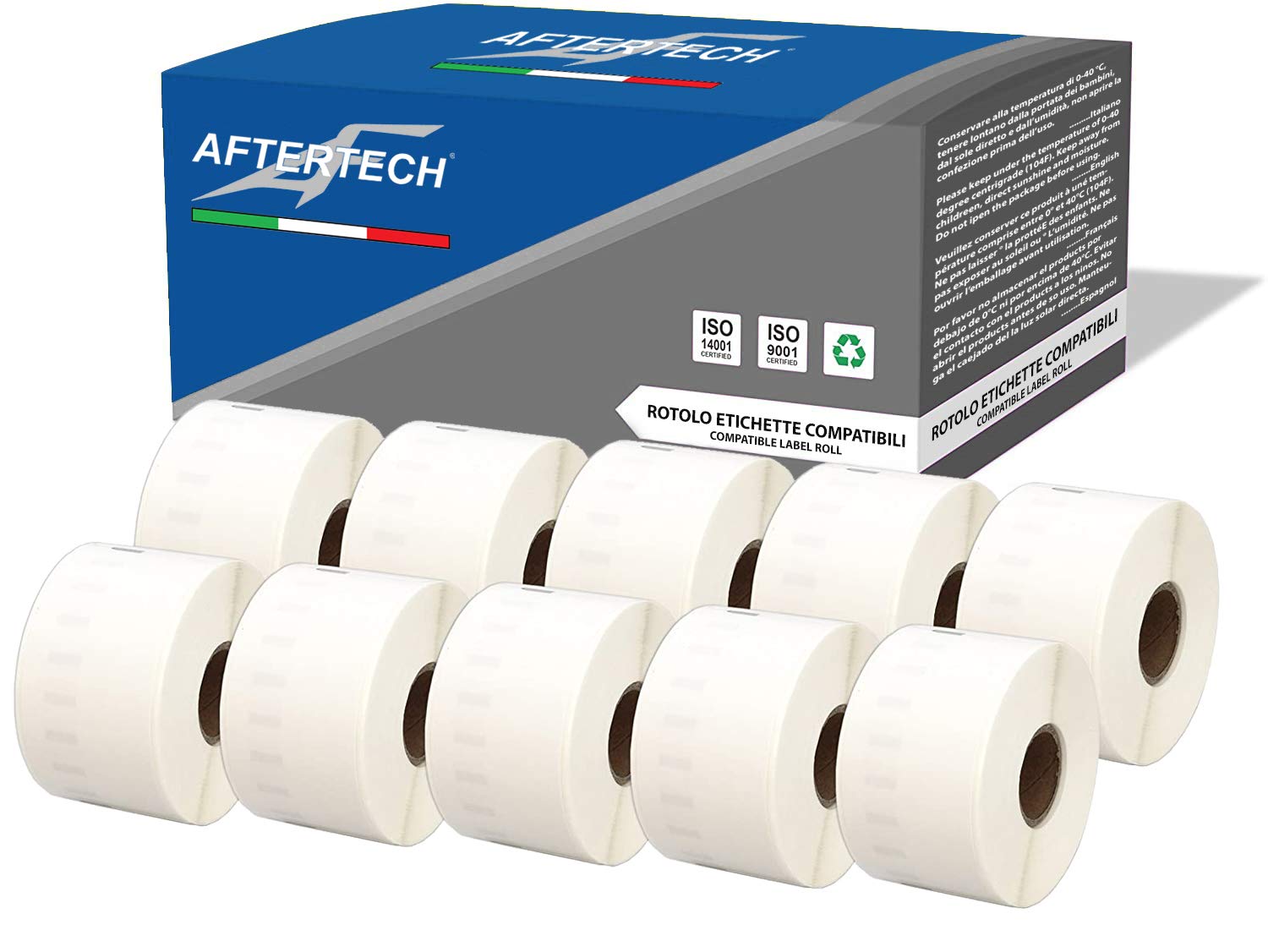 Aftertech 10x 11356 41x89mm Compatible Adhesive Labels Rolls (300 Labels/roll = 3000 Total) for Dymo LabelWriter Seiko SLP LabelWriters Printers S0722560 10x11356