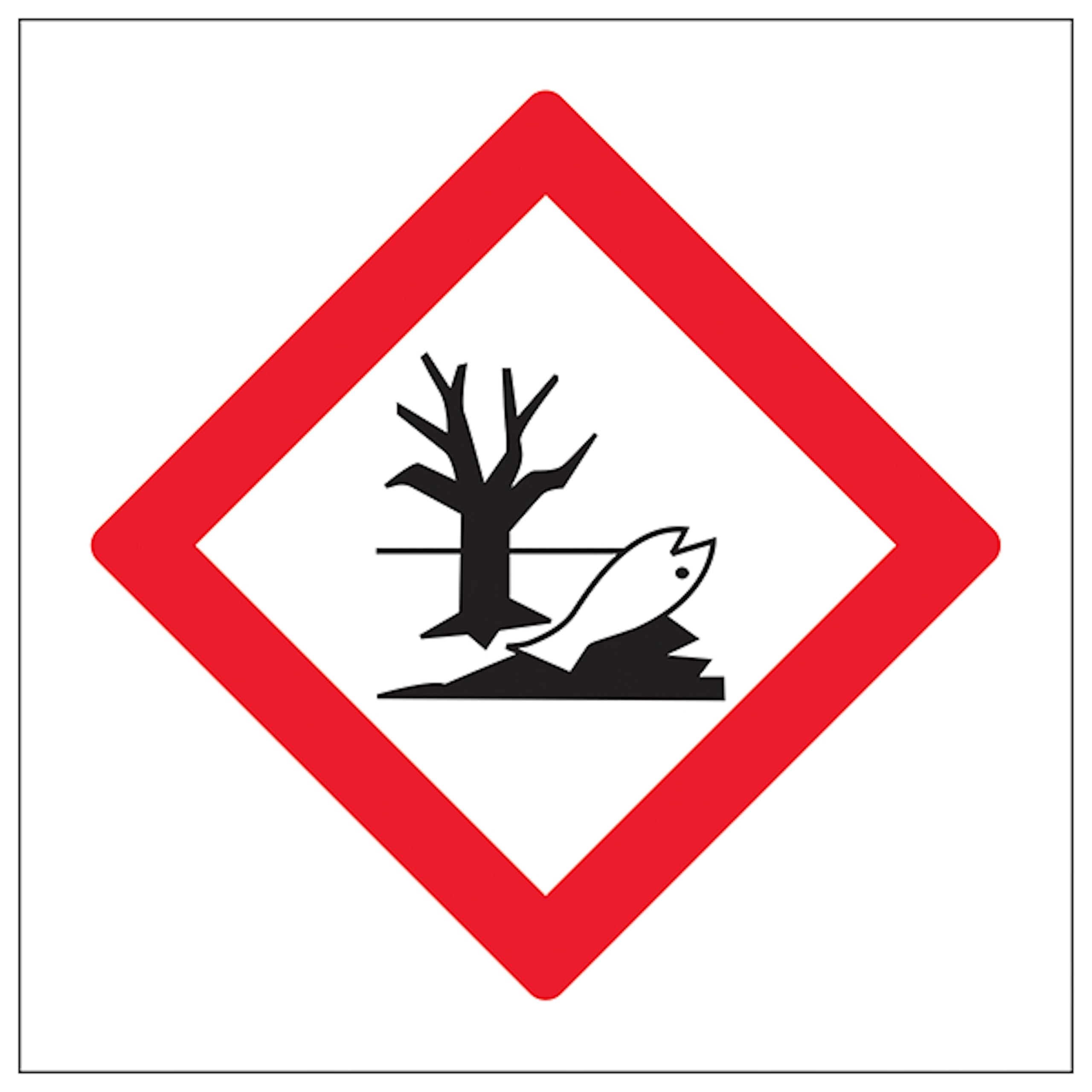 V Safety Hazardous To The Environment 200 x 200 mm - Glow In The Dark 1mm Rigid Plastic Safety Sign, White