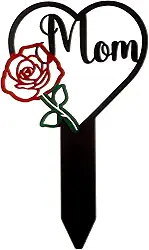 Unittype Marcadores de sepulturas em memória de mãe, placa memorial de coração, estaca, simpatia, sepultura, estaca, cemitério, jardim, estaca, memorial, estaca de metal, decoração para mãe, cemitério, ao ar livre e quintal