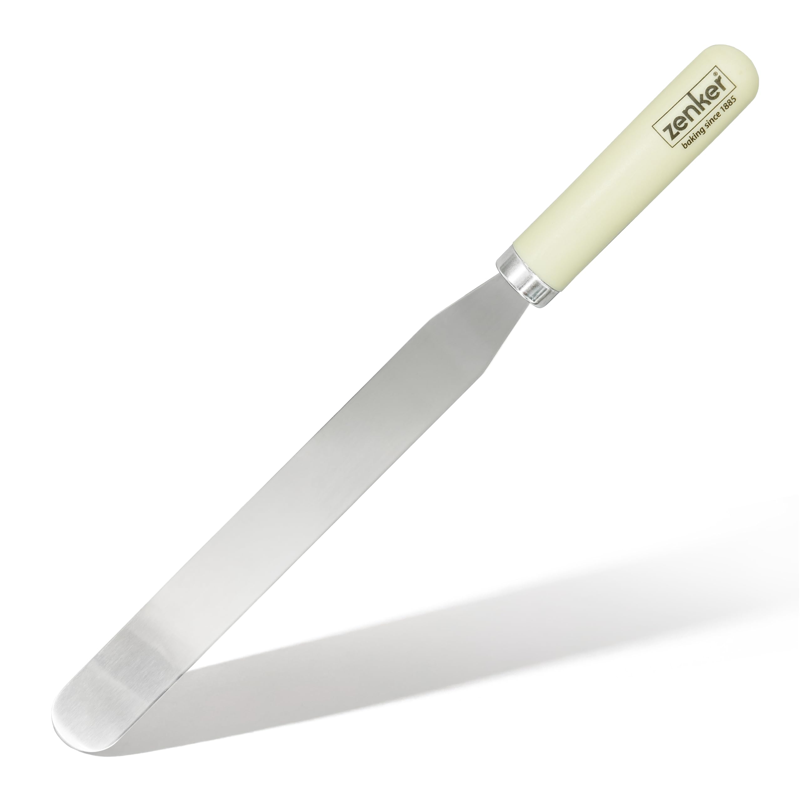 Zenker Long Stainless Steel Spring Spatula with Plastic Handle, Angled Palette Knife Perfect for Ganache, Buttercream, Fondant, and Icing on Large Cakes, Cream, 36.7x3x2cm