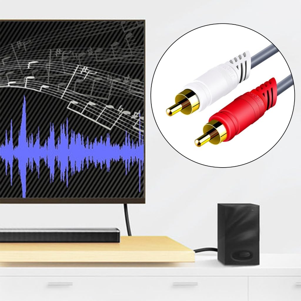 Audiophiles Cavo Subwoofer 2RCA a 2RCA Maschio HiFi Suono Nylon Ausiliario per Altoparlanti