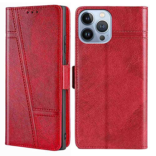 LYNUSES Phone Cover Wallet Folio Case for Huawei Honor 7X, Premium PU Leather Slim Fit Cover for Honor 7X, 1 Photo Frame Slot, Fashional Design, Precision Cut-Outs, Red