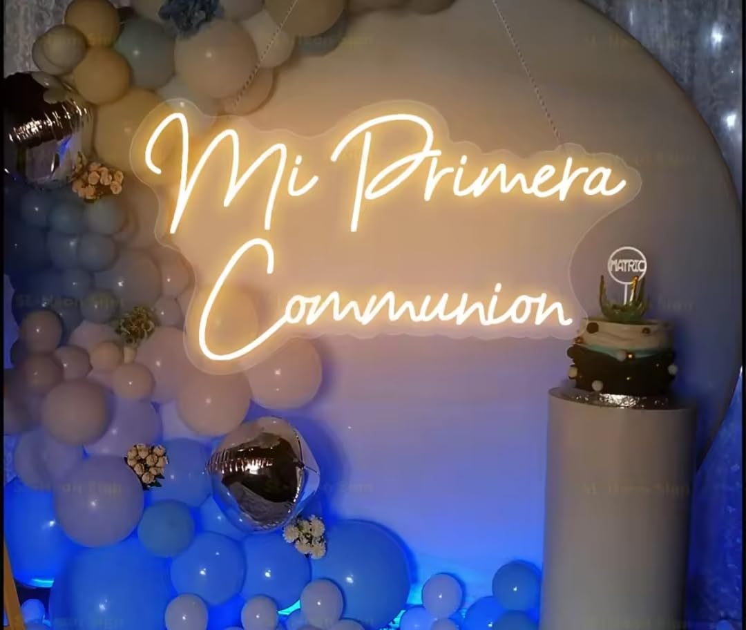 Letrero de Neón LED Personalizado luz calida, Señal de Mi Primera Comunión, Señal de Luz Española, Decoración de Fiesta de Boda, Habitación, Material Acrílico MEDIDAS 60X35CM