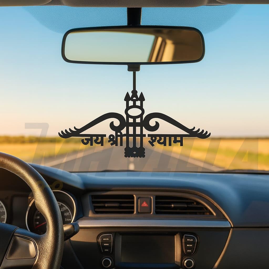 MH Villa Car Hanging Accessories Interior - Elegant Dream Catcher for Car - Charm for Auto Decor - Stylish Handmade Ornament for Rear View Mirror Decoration - (Jay khatu Shyam) (Plain SADA)