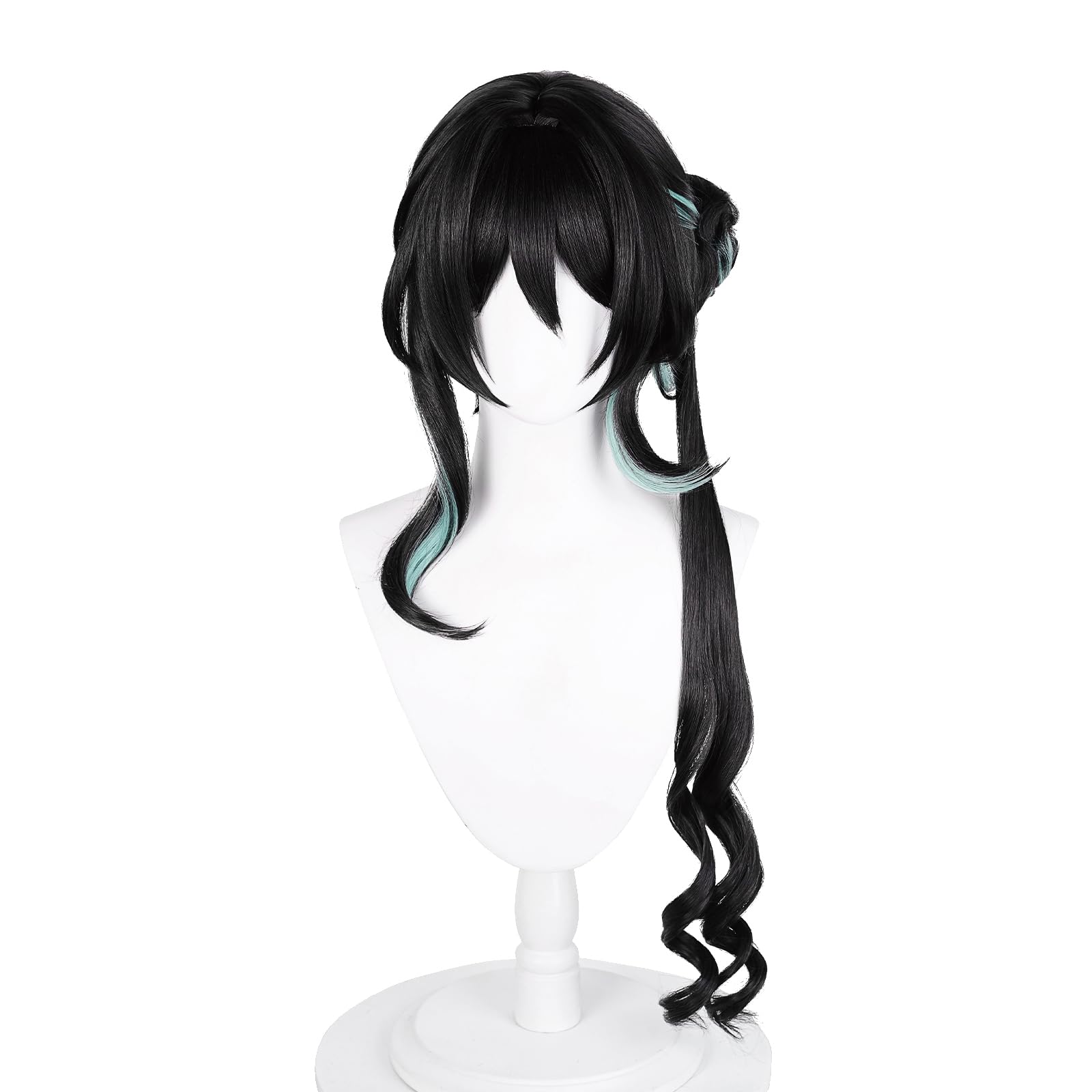 XiongXiongLe Halloween Anime Role Cosplay Wig Long Curly Black Mixed Cyan Gradient Hair Wigs for Women Adult Cos Anime Game Party Halloween Christmas