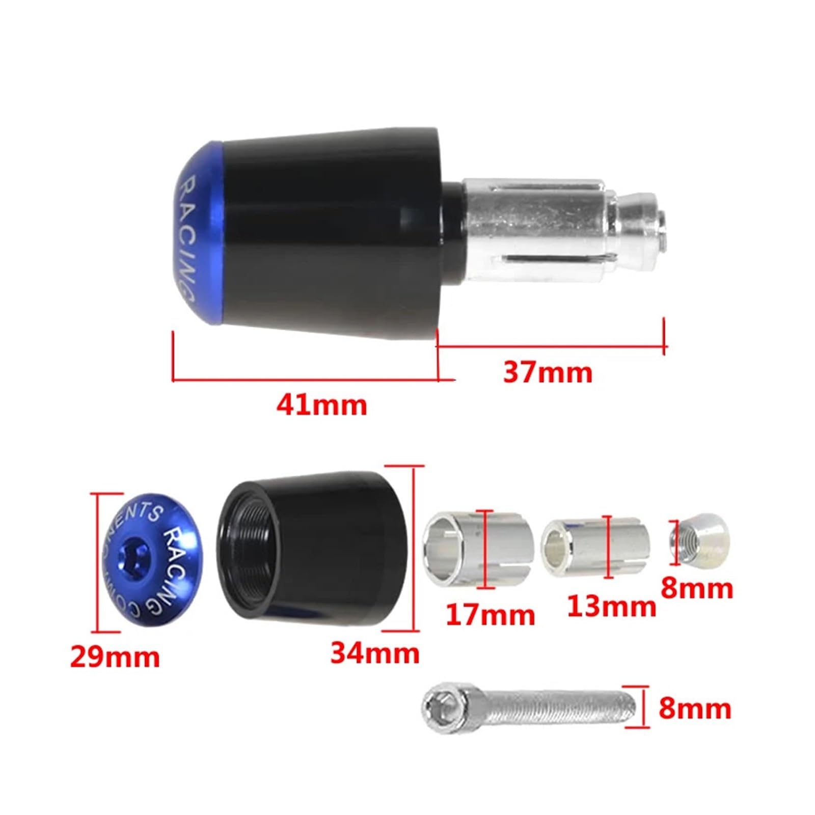 Manopole Manubrio Moto Impugnatura Per SU@&ZUKI GSR400 GSR750 GSR600 2006-2021 Moto Manubrio Grip Ends Plug(04)