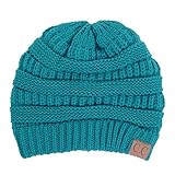 C.C Trendy Warm Chunky Soft Stretch Cable Knit Beanie Slouchy Skully Winter Hat Teal