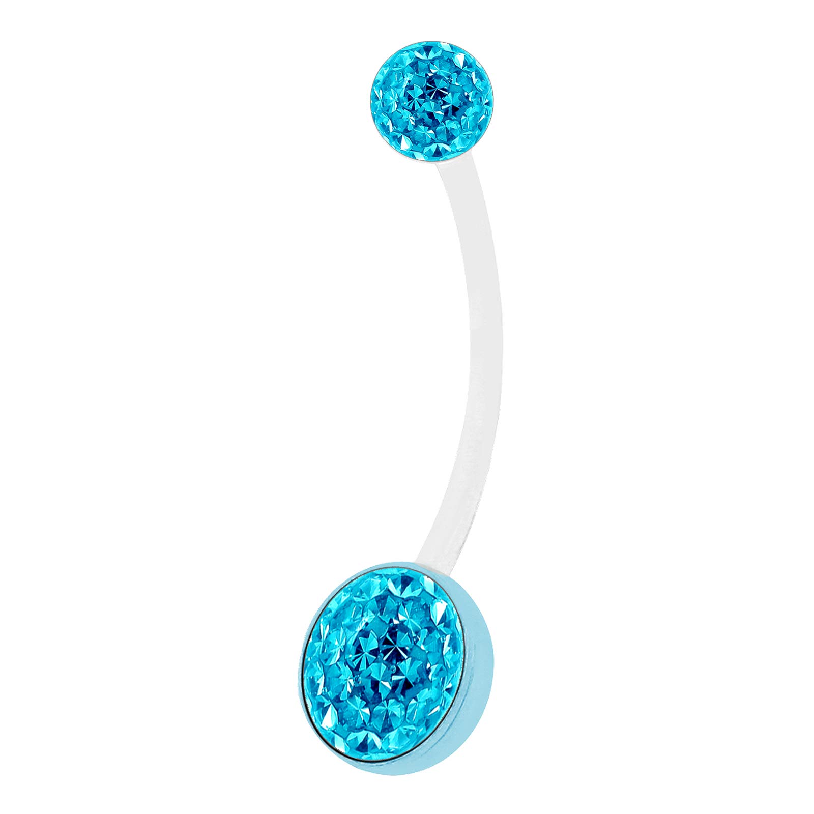MATIGA Bioflex Flexible Clear 14 gauge Pregnancy Belly Button Piercing Jewelry navel Ferido Crystal More Choices (B02-Aquamarine -14g (1.6mm)
