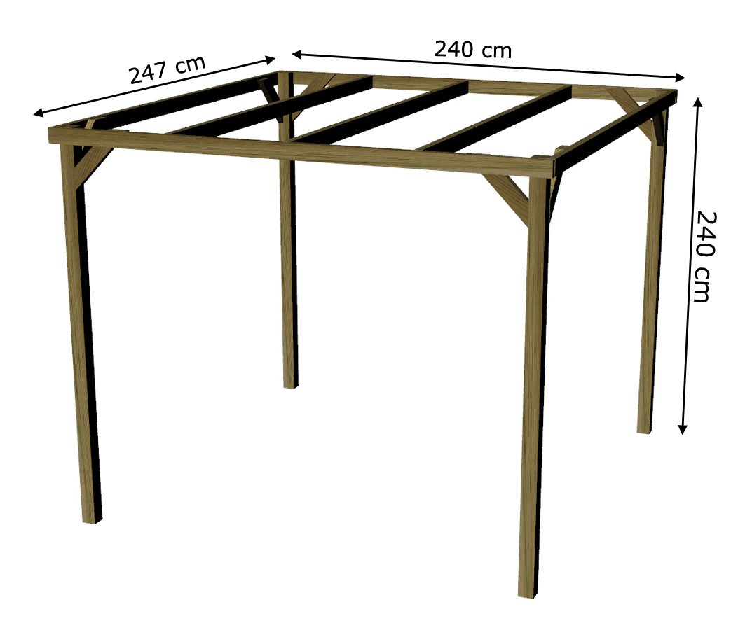 Pérgola de Madera tratada 240x240x240 cm