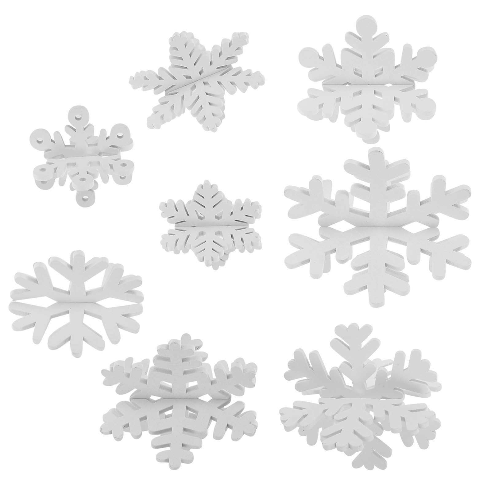 Toyvian 32 Pezzi Decorazioni Natalizie in Legno Fiocchi di Neve 3d Colorati
