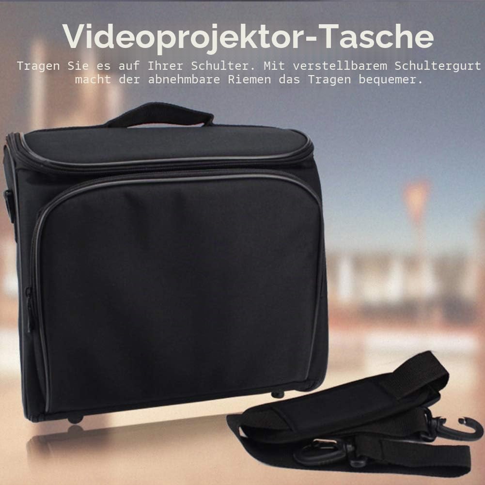 Faderr Video-Projektor-Tasche, Schutzhülle und Schützende Tragetasche für Videoprojektoren, Stoßfest, Reißverschluss, rutschfeste Tasche mit Schultergurt (S)
