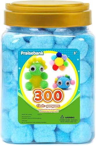 Miniatura 26 de Praisebank Pompones Azul Claro, 90 piezas, 1.5 pulgadas/4cm, Perfectos para Artes y Manualidades