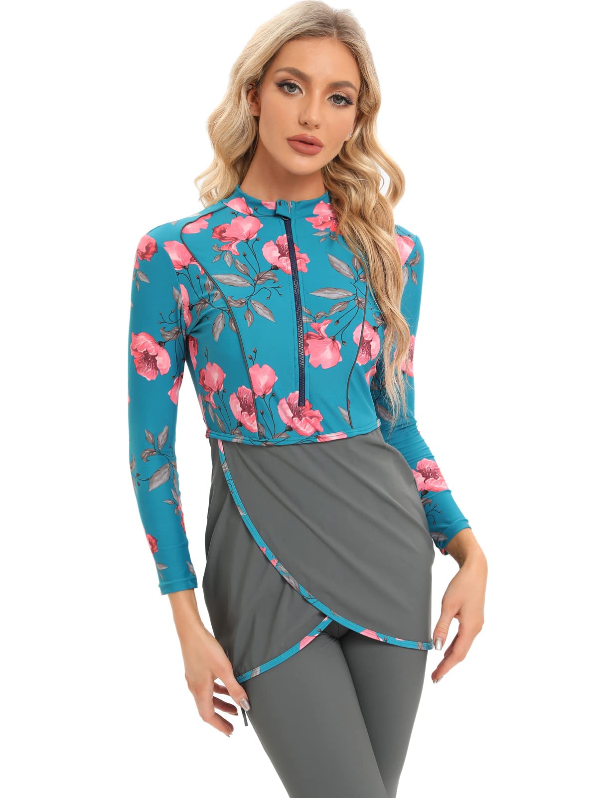 Maillot De Bain Musulman Femme Seafanny - Couverture Intégrale Avec Fermeture éclair Devant - UPF 50+ - Hijab Amovible