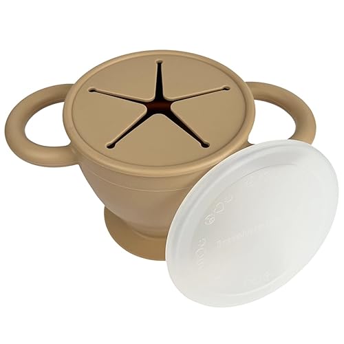 BraveJustice KidsCo. Snack Attack II Snack Cup Recipiente plegable de silicona para refrigerios Tapa para atrapar aperitivos para niños pequeños y