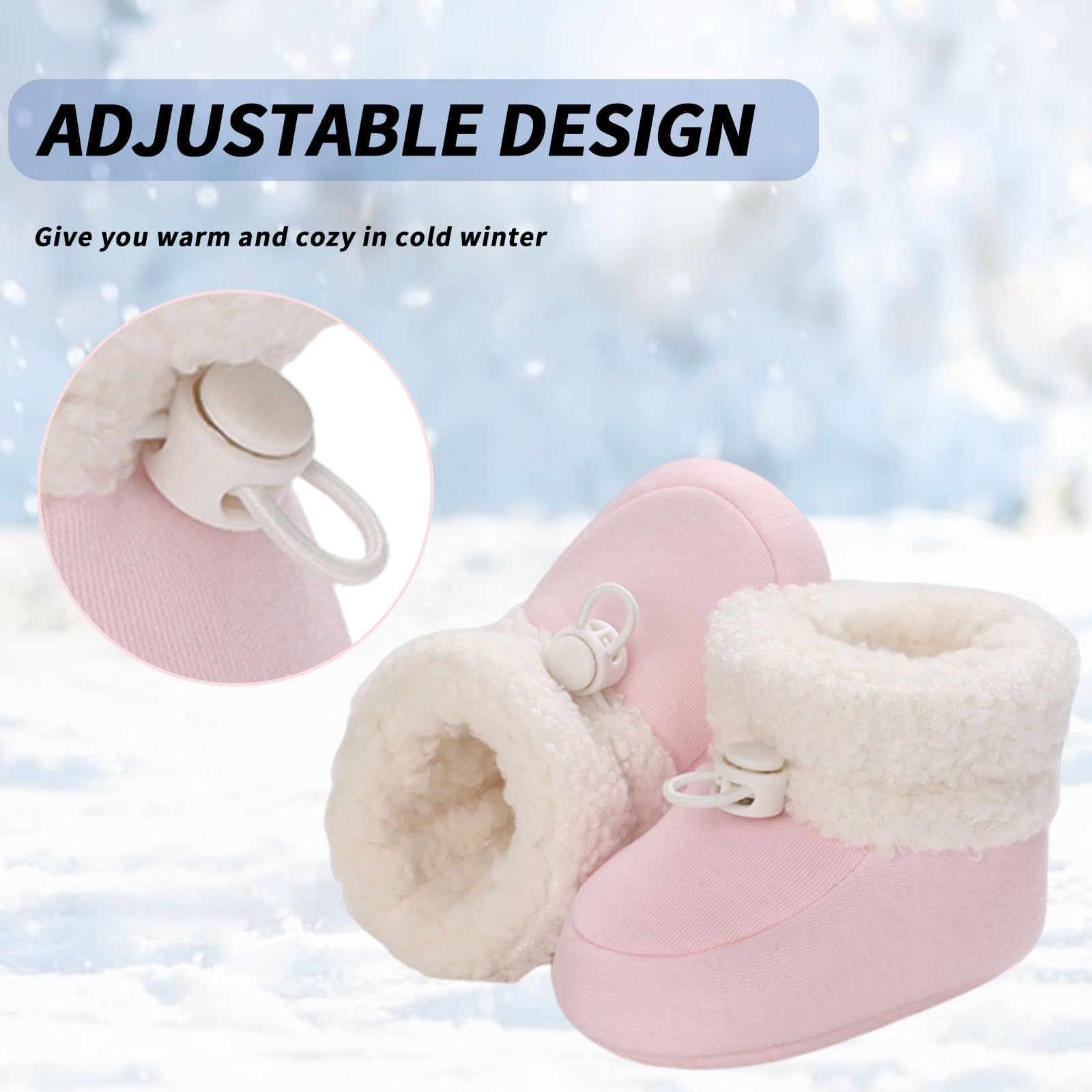 Stivaletti Neonata Neonato Pantofole Antiscivolo Termiche Fodera in Pile Babbucce Scarpe Invernali Morbido Cotone Scarpine Primi Passi Stivali da Neve Calzini Caldi 0-18 Mesi