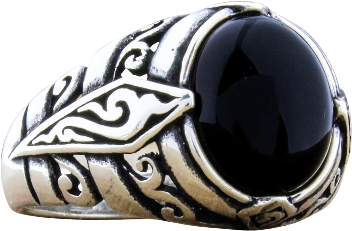 Genuine Solid 925 Sterling Silver Black Onyx Ring for Men